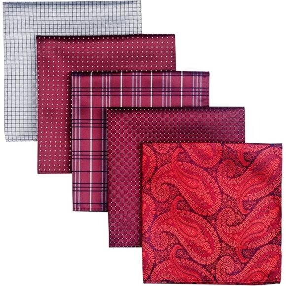5 Piece Assorted Woven Microfiber Premium Pocket Square Gift Box Set - Picture 8 of 8